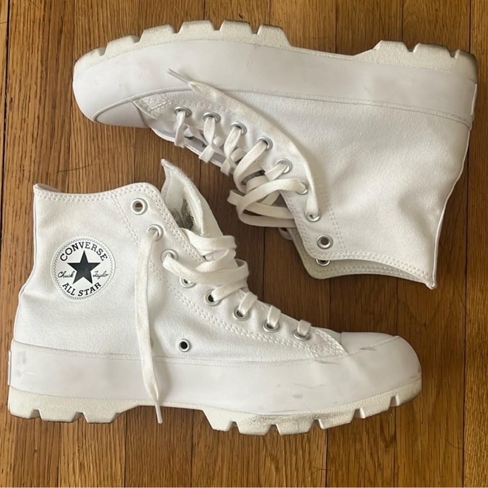 White converse platform hightops